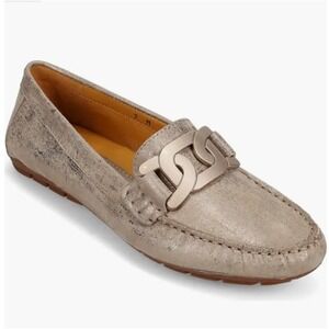 VANELi Aiker Driving Loafers Women 9N Opal Leather Metallic Buckle Slip-On Shoes